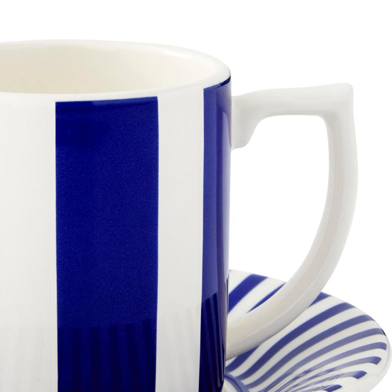Spode Steccato espressokopp & fat 9 cl koboltblå
