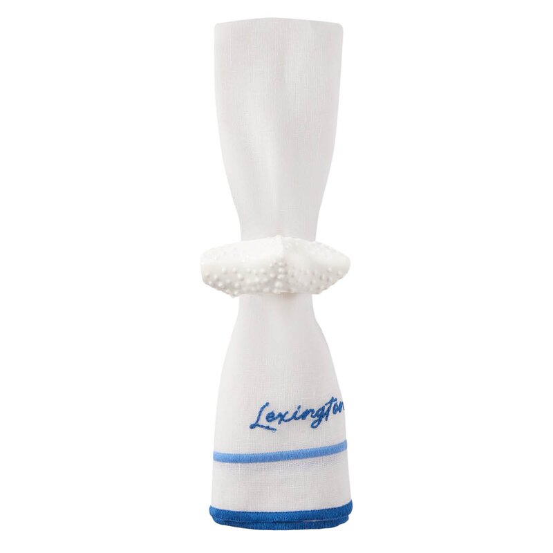 Lexington Serviett 50x50 cm lin/bomull med broderi hvit/blå