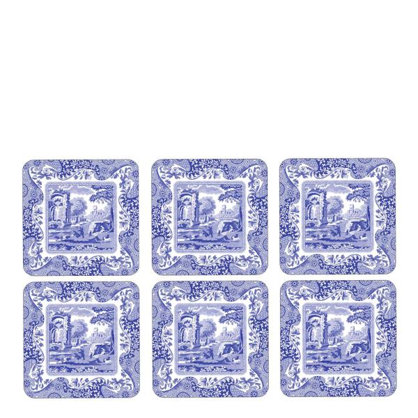 Spode Blue Italian glassunderlag 6 stk blå/hvit
