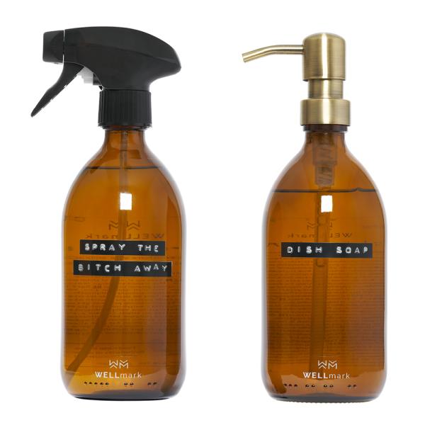 Wellmark Bamboo gavesett 2 stk 0,5L spray the bicth/0,5L oppvasksåpe brun