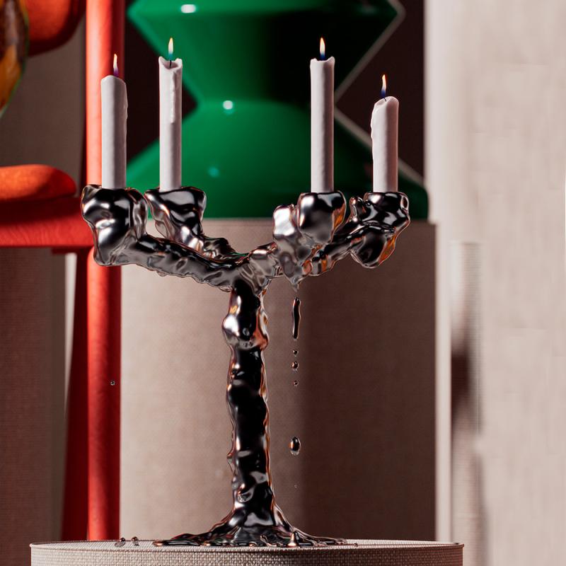 Pols Potten Drip lysestake 32 cm sølv