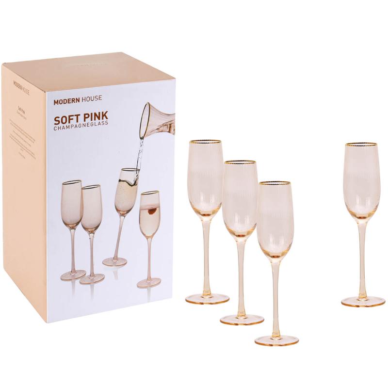 Modern House Soft pink champagneglass 4 stk