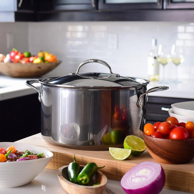 Hestan Nanobond gryte med lokk 7,6L stål