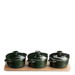 Sabor Minigryte serveringssett 3 stk 0,3L natur/mørkegrønn
