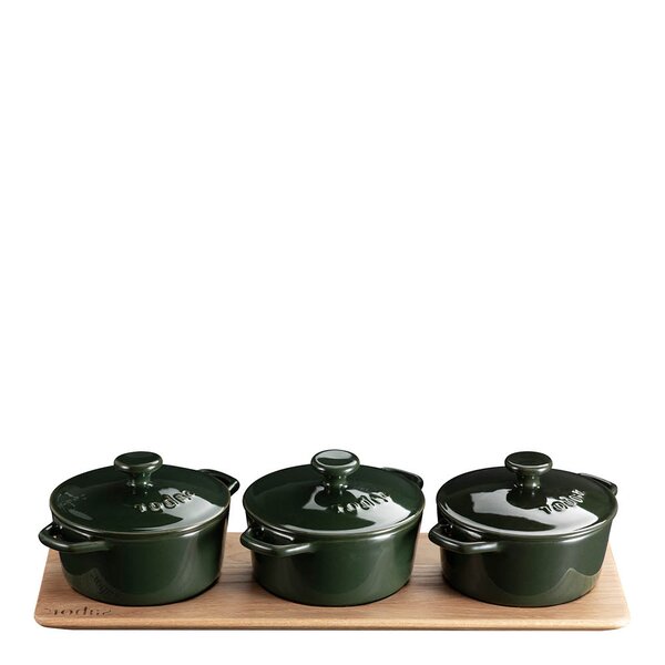 Sabor Minigryte serveringssett 3 stk 0,3L natur/mørkegrønn