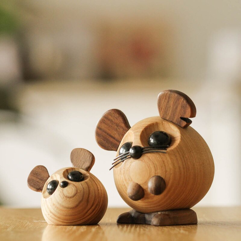 FableWood Sonja mus trefigur 6 cm ask/valnøtt