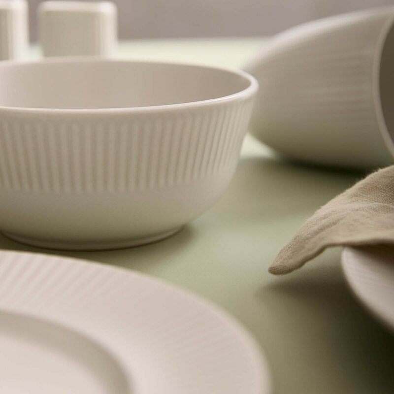 Aida Groovy stentøy skål 14,5x6,5 cm hvit