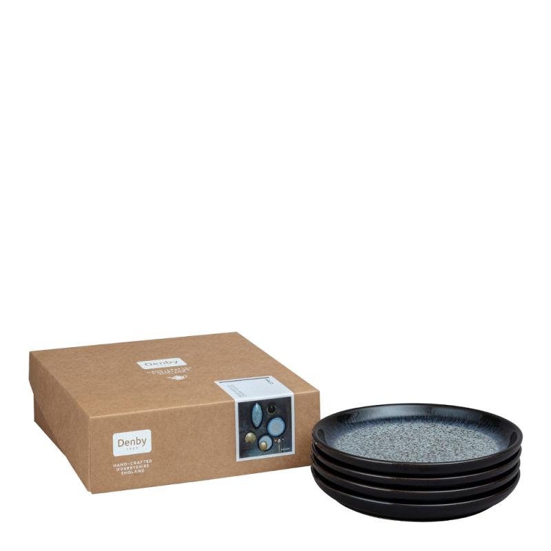 Denby Halo tallerken Coupe 21 cm 4 stk blå/svart
