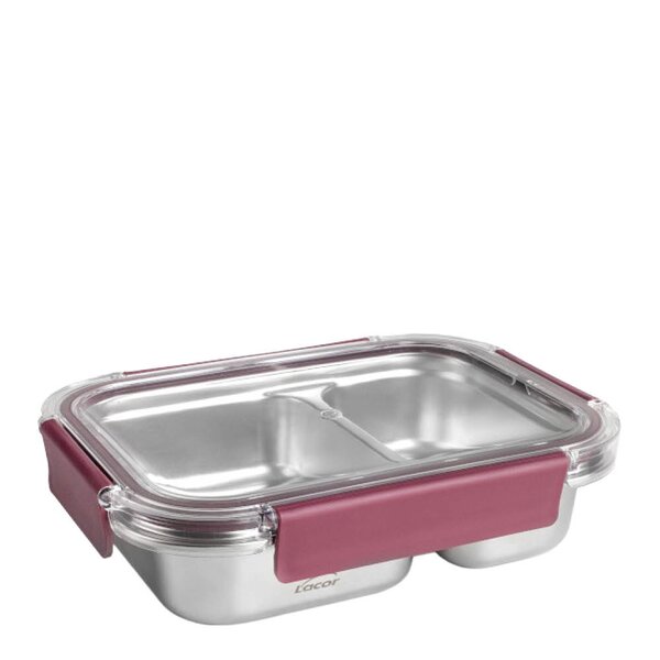 Lacor Matboks i stål med tett lokk og 2 rom 0,45+0,28L