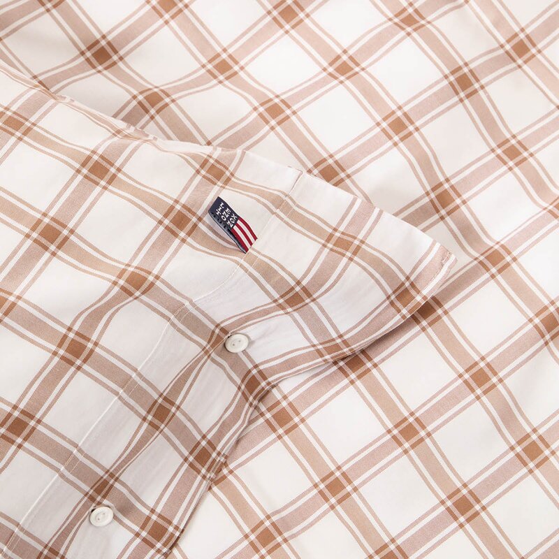 Lexington Sengesett 200x220 cm lyocell/bomull pin point rutete white/fudge