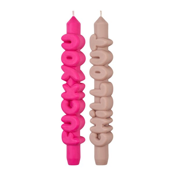 CandleHand 3D kronelys 23 cm 2 stk BOLD rosa/krem