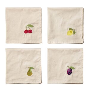 Midnatt Tutti Frutti tøyserviett 40x40 cm 4 stk beige/multi
