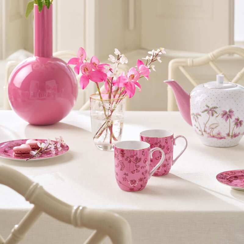 Pip Studio Jolie Flowers krus liten 20 cl 2 stk rosa