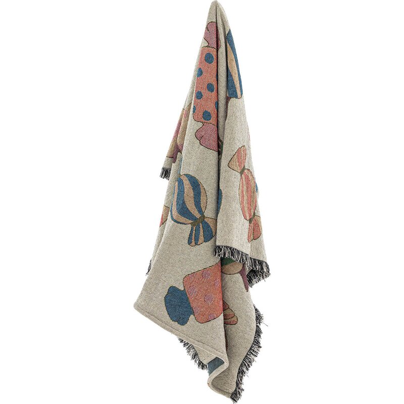 Bloomingville Caramella pledd i resirkulert bomull 130x170 cm multi