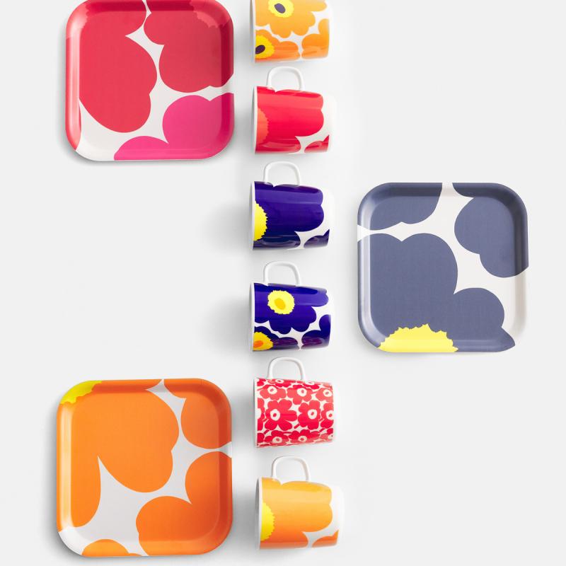 Marimekko Oiva Unikko krus 25 cl hvit/mørkblå/gul