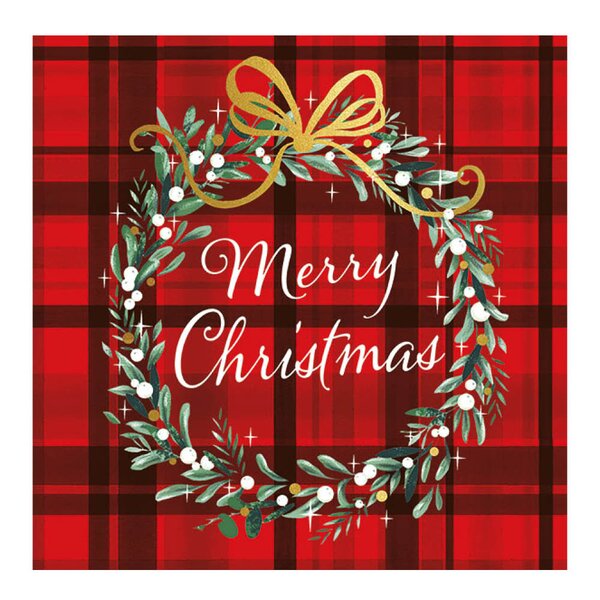 Ambiente Serviett 16,5x16,5 cm Christmas Plaid Red
