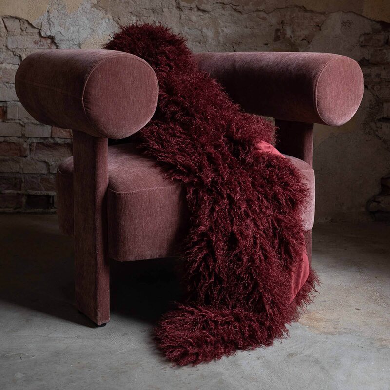 Fondaco Curly pledd 120x150 cm vinrød