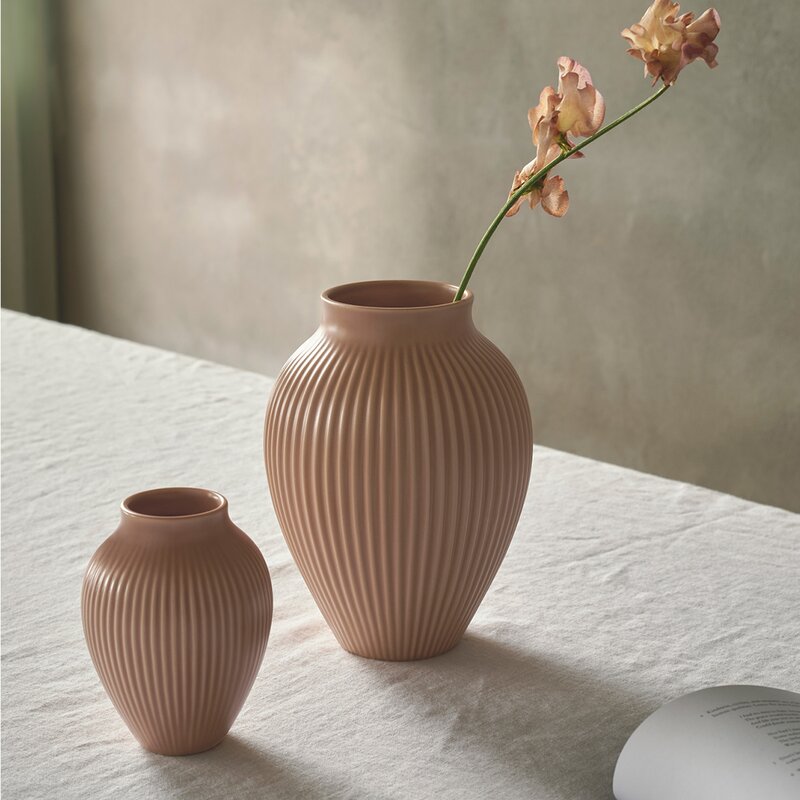 Knabstrup Keramik Ripple vase 12,5 cm matt dusty rose