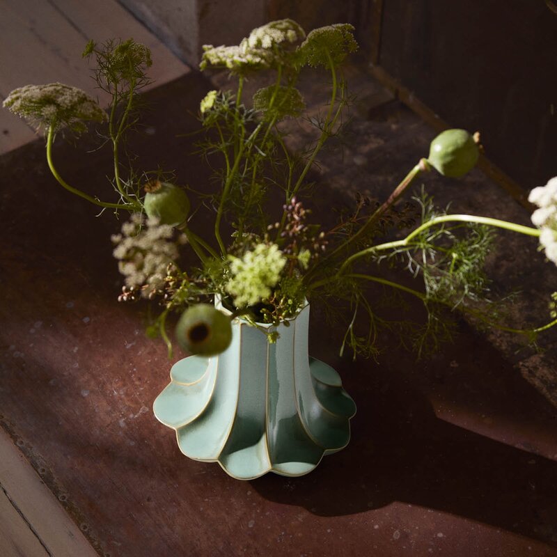 Kähler Kantarel vase 20,5 cm grønn