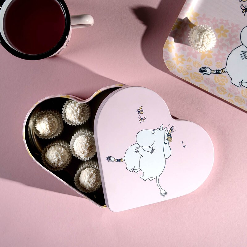 Muurla Mummi metallboks hjerteformet Klem 18x14,5 cm rosa