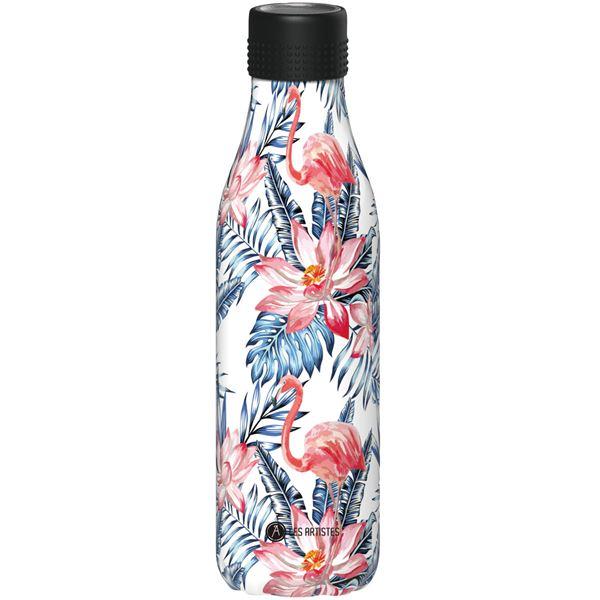 Les Artistes Bottle Up termoflaske 0,5L hvit m/rosa blomst
