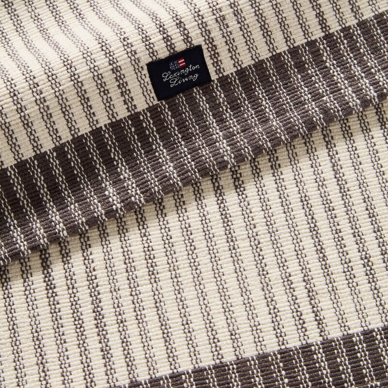 Lexington Stripet løper ribbed 50x150 cm mørkgrå/hvit