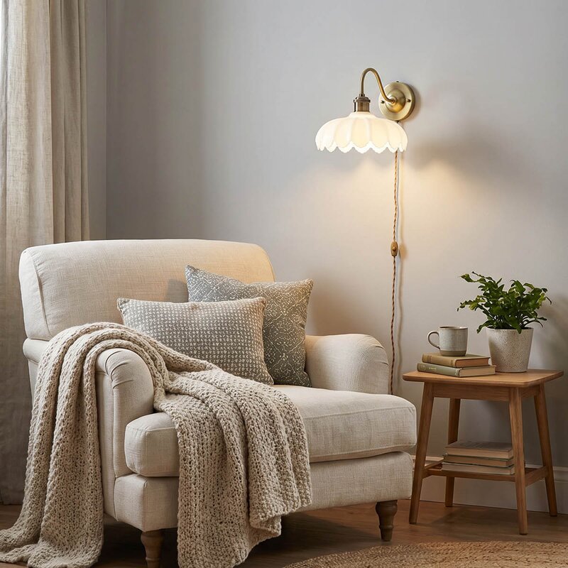 Aneta Lighting Sofia vegglampe 32 cm antikk/hvit