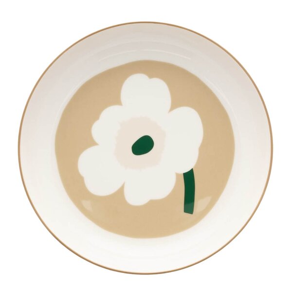 Marimekko - Oiva Unikko dyp tallerken 21 cm hvit/beige/gr&oslash;nn