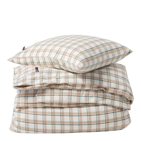 Lexington Sengesett flanell 200x220 cm rutete grønn/beige/hvit
