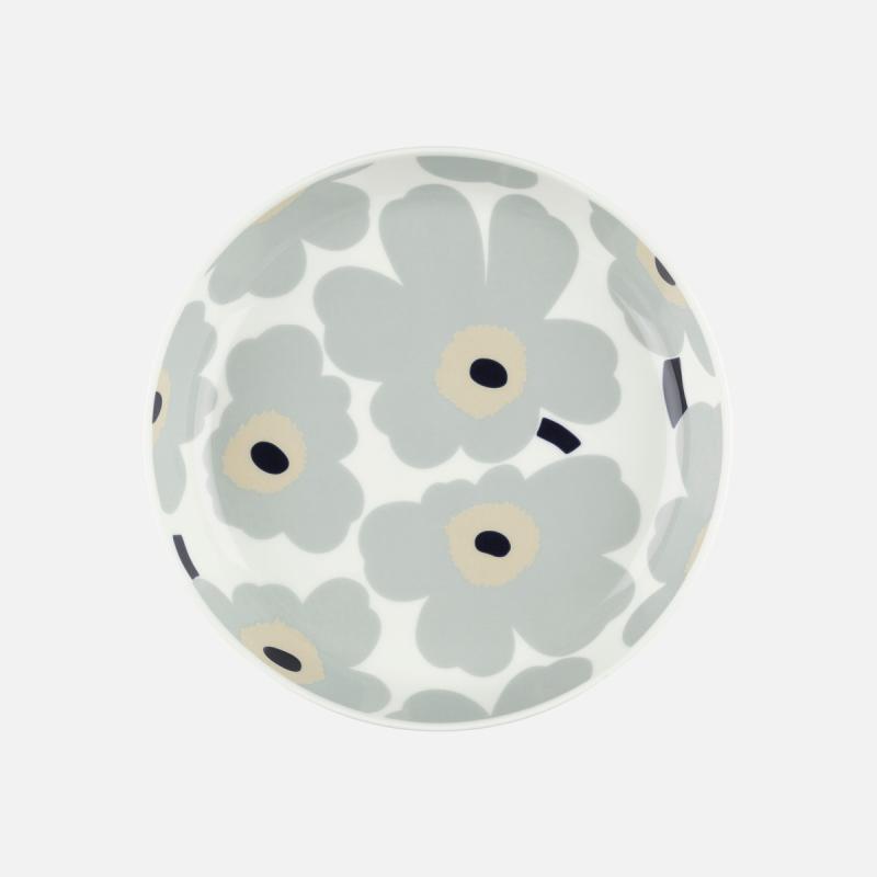Marimekko Unikko tallerken 20,5 cm hvit/grå/sand/mørkblå