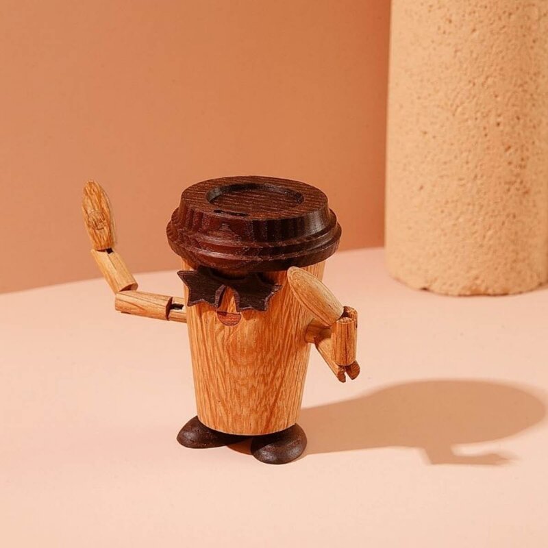 Spring Copenhagen Woodies Esther Espresso To Go Coffee trefigur 8,5 cm eik