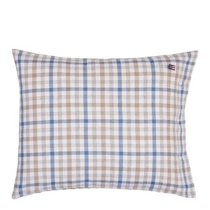 Lexington Rutete flannell putetrekk 50x70 cm tåkeblå/beige/hvit