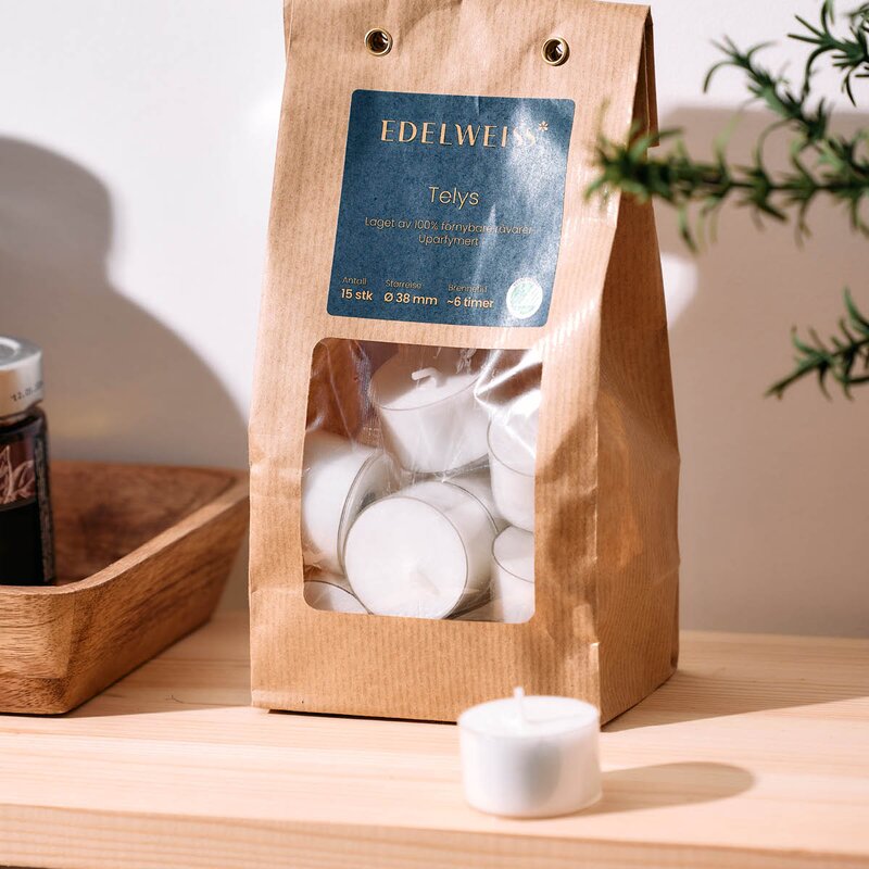 Edelweiss Telys 15 stk hvit