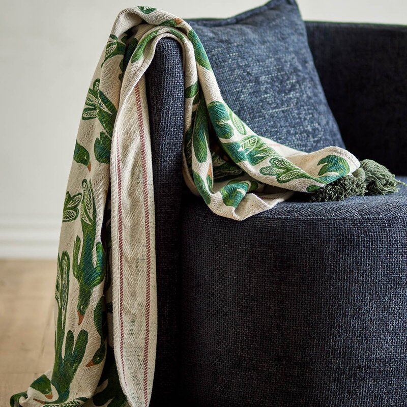 Bloomingville Birdliva pledd 160x130 cm flerfarget