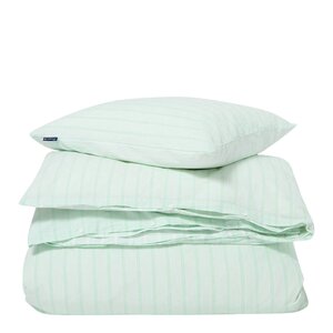 Lexington Sengesett percale 140x220 cm hvit/grønn stripete