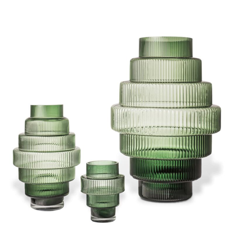 Pols Potten Steps vase 30 cm mørkegrønn