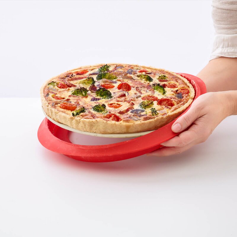 Lékué Quicheform i silikon med fat 28 cm 1,5 L rød/hvit