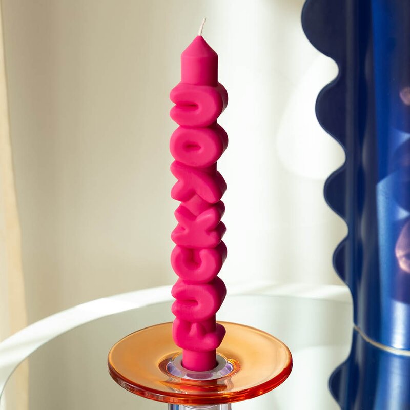 CandleHand 3D kronelys 23 cm 2 stk BOLD rosa/krem