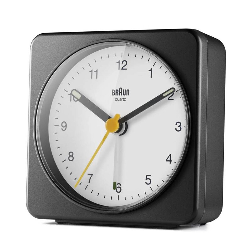 Braun Vekkerklokke analog 7,8 cm svart/hvit