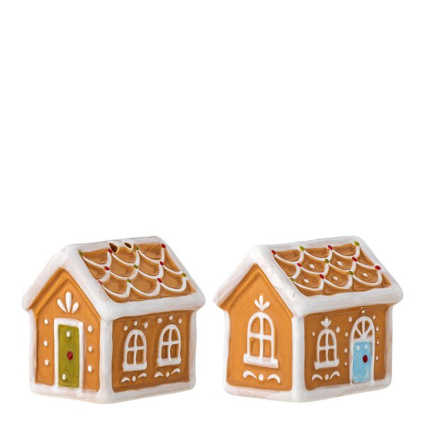Bloomingville Ginnie salt-og pepperbøssesett 6x6 cm pepperkakehus