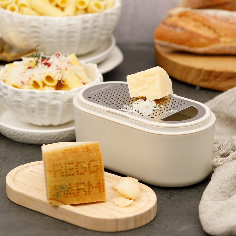 Microplane Container Grater rivjern m/beholder cashmere/bambus