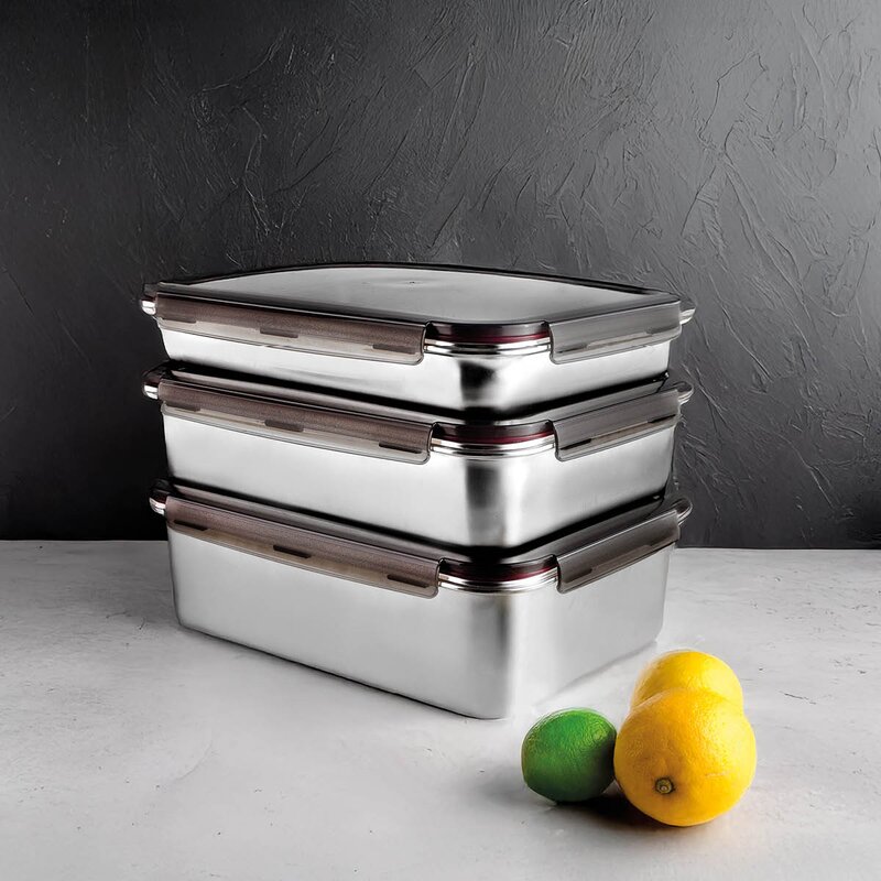 Lacor Matboks mikrobølgesikker tett lokk 6,6L stål