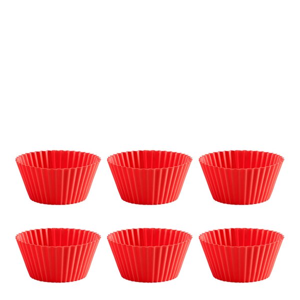 Lékué Muffinsformer i silikon 6 stk 7 cm rød
