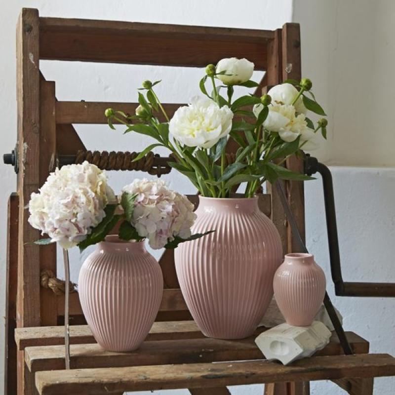 Knabstrup Keramik Vase riller 20 cm rosa