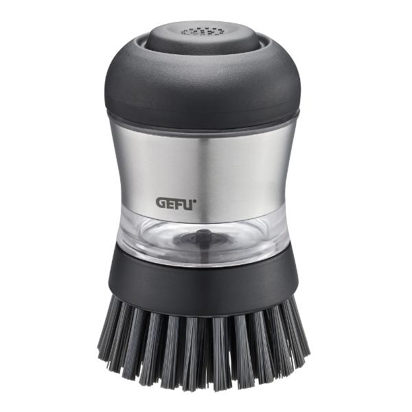 Gefu Swift oppvaskbørste m/såpedispenser 50 ml svart