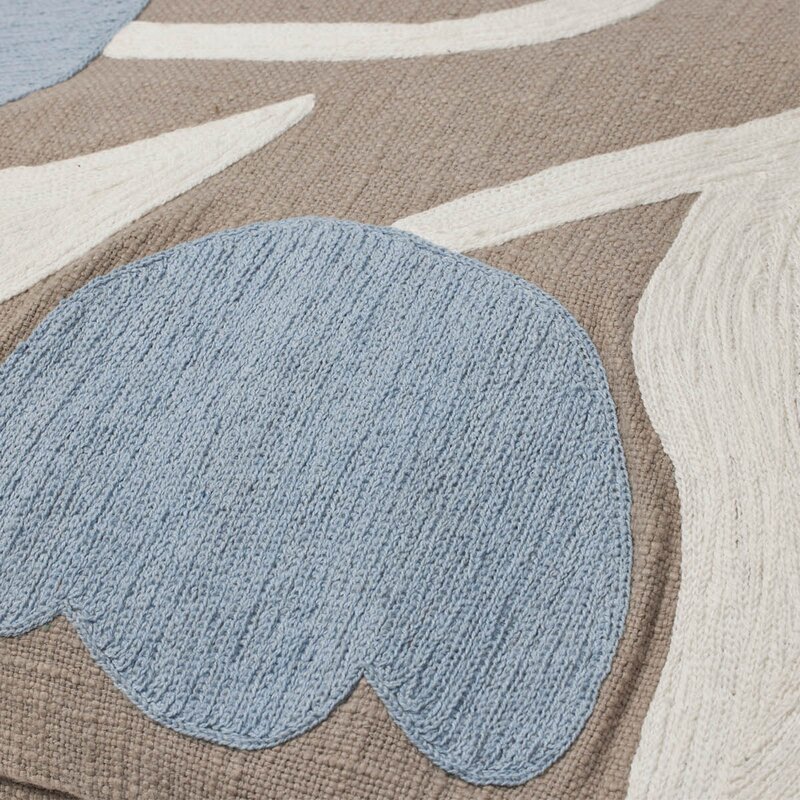 Broste Copenhagen Dora putetrekk 50x50 cm Taupe Warm Grey/Light Blue