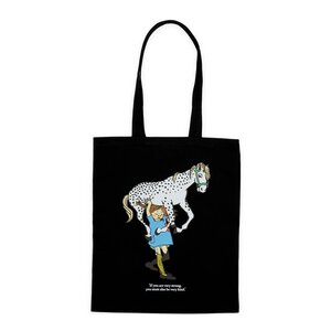 Nordicbuddies Pippi handlenett 38,5x42 cm Pippi hest svart