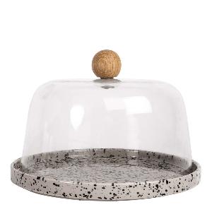 Sagaform Ditte osteklokke rund 19,5 cm grå/svart/klar