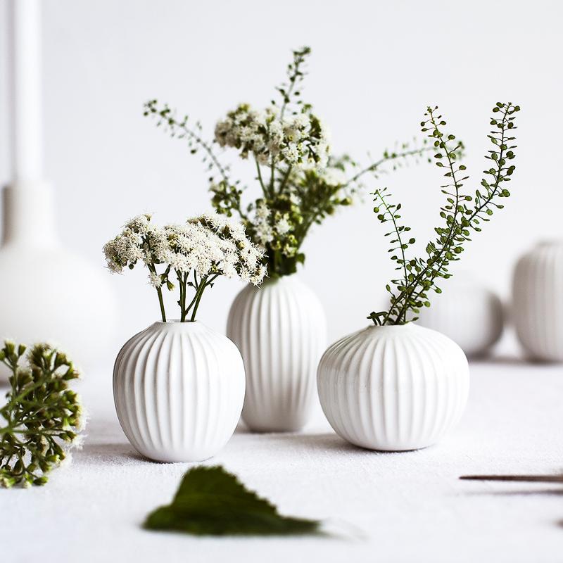 Kähler Hammershøi vase miniatyr 3 stk hvit