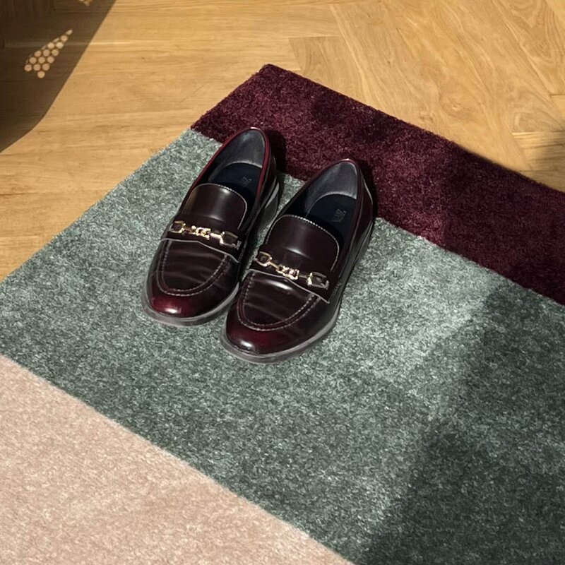 Tica Copenhagen Stripes horisontal gulvmatte 90x60 cm bordeaux/green/ivory